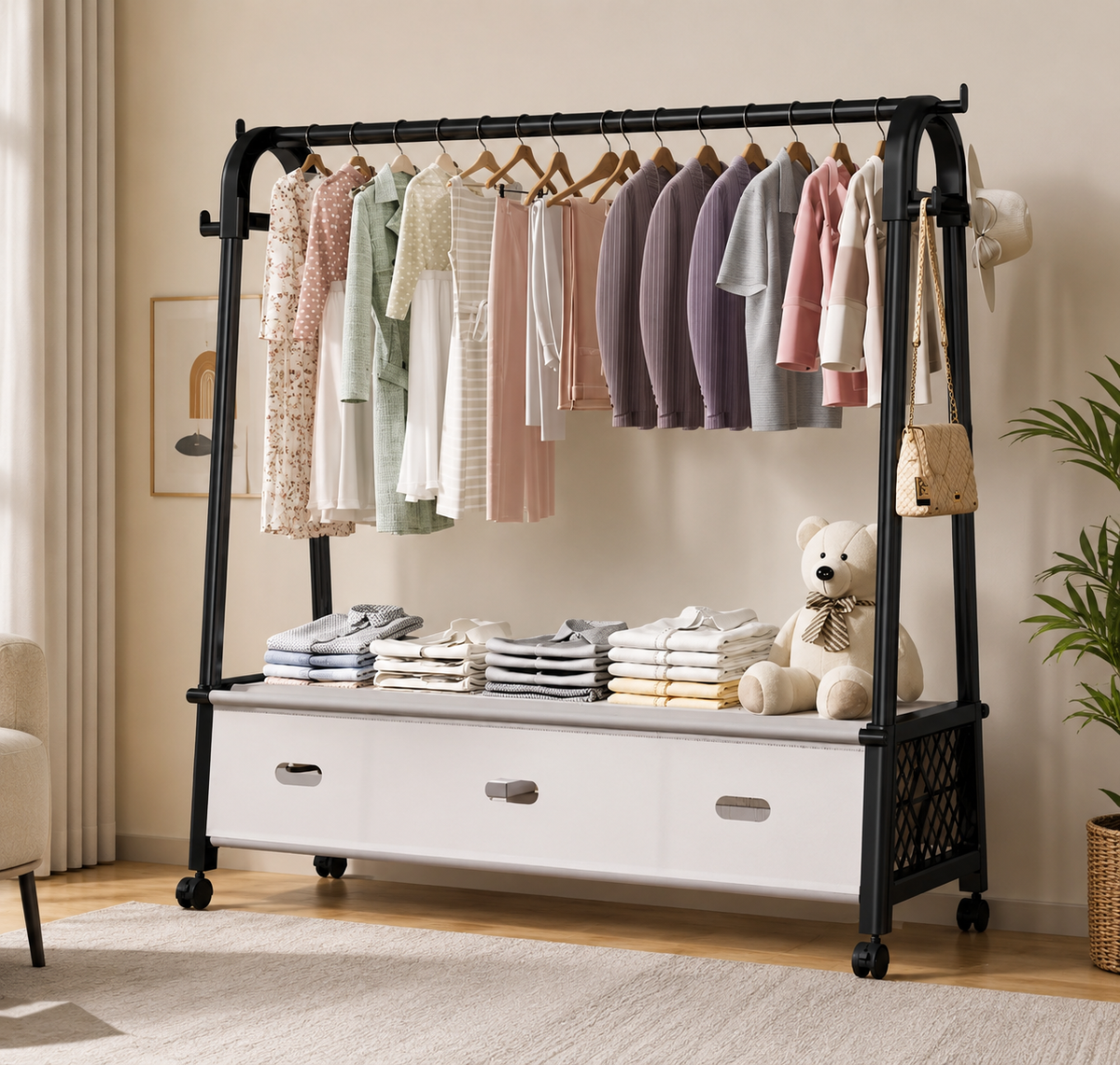 Multi-Function Coat Rack with Wheels