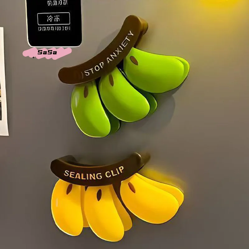 Multifunctional Plastic Banana Shaped Magnetic Sealing Clip Hand Press Fresh-Keeping Moisture-Proof Food Bag Clip