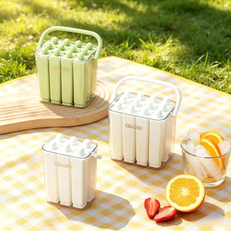 Silicone Long Kulfi Mold With Lid And Handle For DIY Popsicle Tool 12Pcs