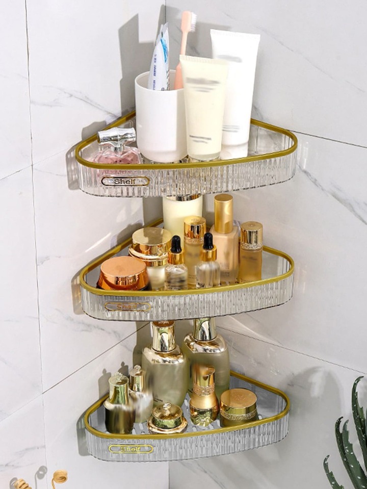 Luxury Acrylic Bathroom Wall Mounted Shelf For Toilet, Shower Room, Washing Table Organizer 1pc