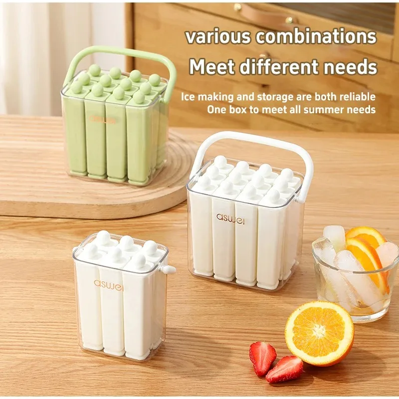 Silicone Long Kulfi Mold With Lid And Handle For DIY Popsicle Tool 12Pcs