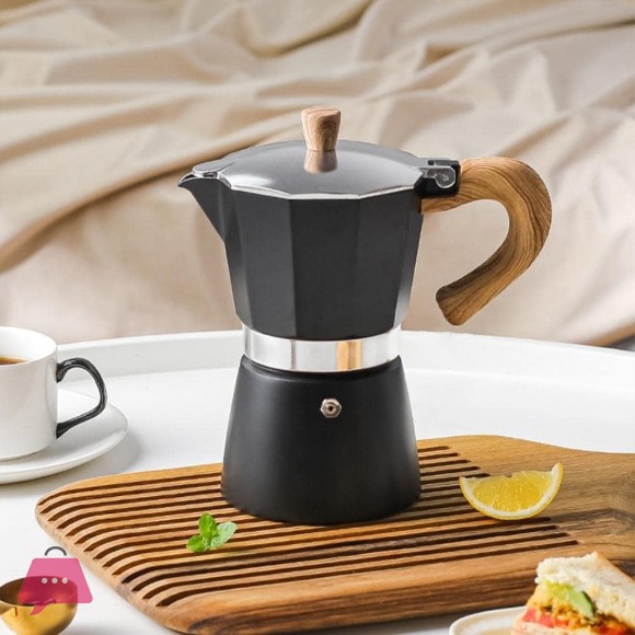 Black Steel Moka Pot Coffee Maker