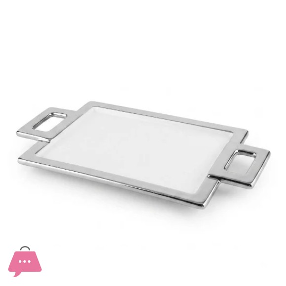 Brilliant Ceramic Rectangle 2-Handle Strip Serving Plater 11Inch - BR5050