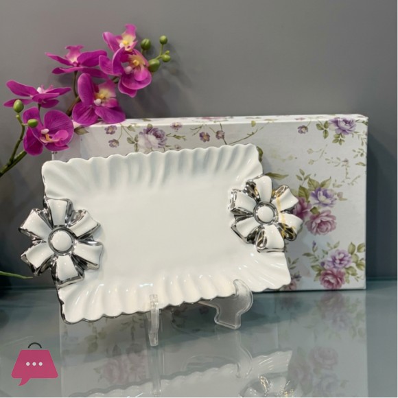 Brilliant Ceramic Rectangle Flower Plate 11Inch - BR5074