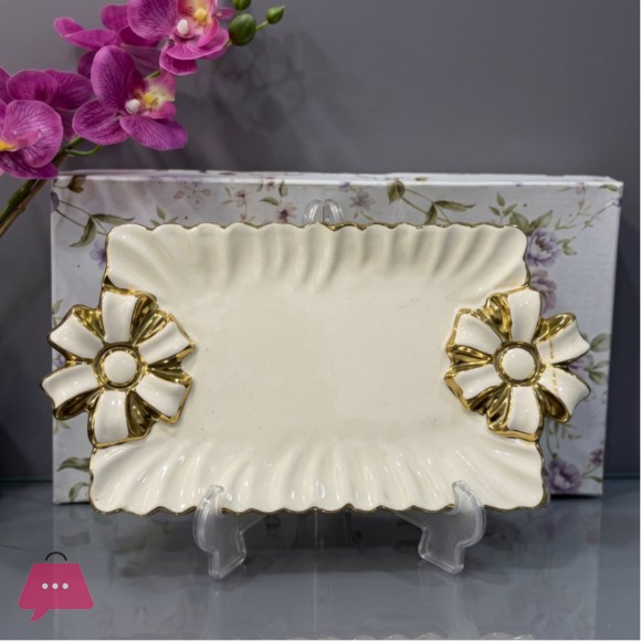Brilliant Ceramic Rectangle Flower Plate 11Inch - BR5075