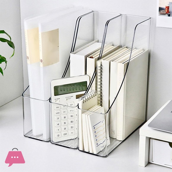 Clear Desktop Bookends Book Magazine Stand Multipurpose Desk Book End Space Saving Desk Book Organizers 8.5x25x30cm