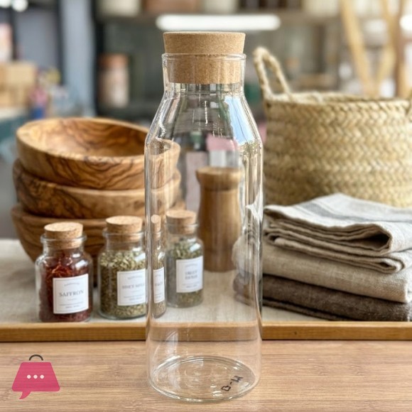Clear Glass Jars with Cork Lid – 1ltr