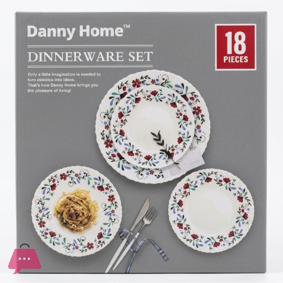 Elegant Floral White Ceramic Dinner Set of 18 Pcs