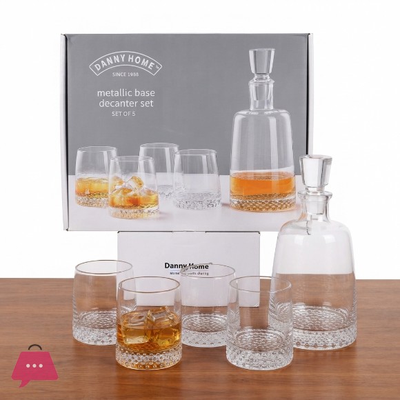 Danny Home Decanter with Lid & 4 Water Glasses Set