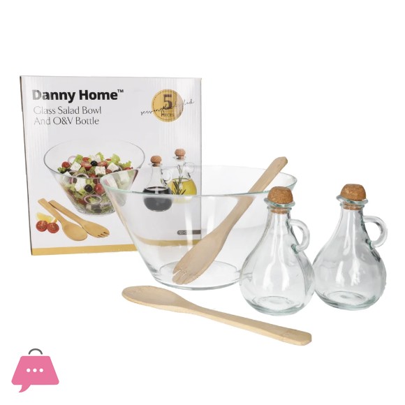 Danny Home Glass Salad Bowl Set 5Pcs