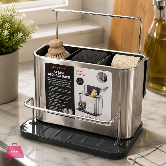 Danny Home 3-Partition Water Channel Storage Rack Kitchen Caddy