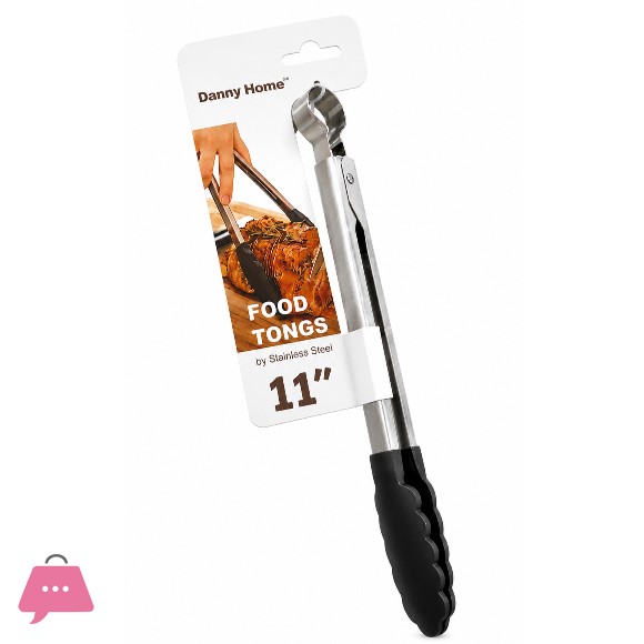 Danny Home Kitchen Tongs All-In-One Stainless Steel and Silicone 27.5cm