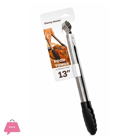Danny Home Kitchen Tongs All-In-One Stainless Steel and Silicone 34cm