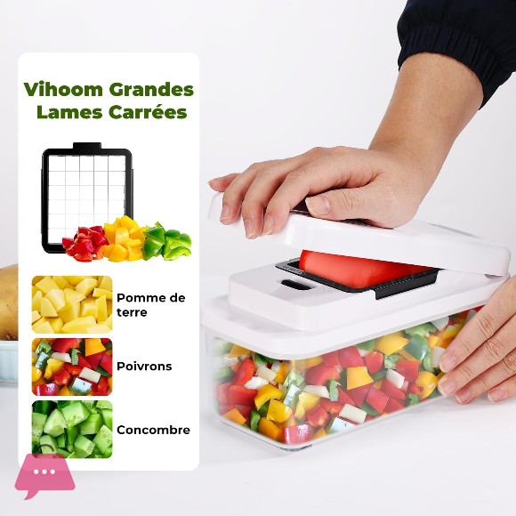 Danny Home Multifunctional Vegetable Cutter, Vegetable Slicer with 2 Interchangeable Blades
