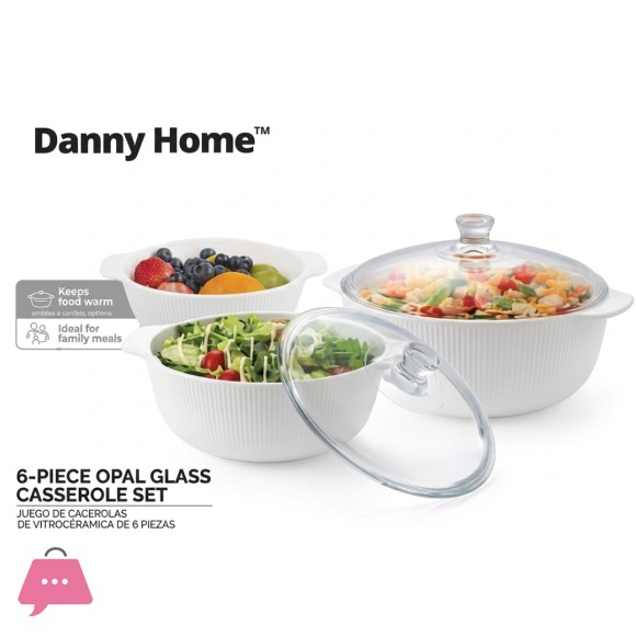 Danny Home Opal Preservation Bowls with Lid 3 Pcs