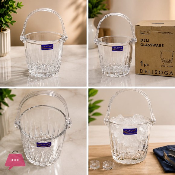 Delisoga Clear Glass 620ml Transparent Bucket-Style Glassware 1 Piece | BT001