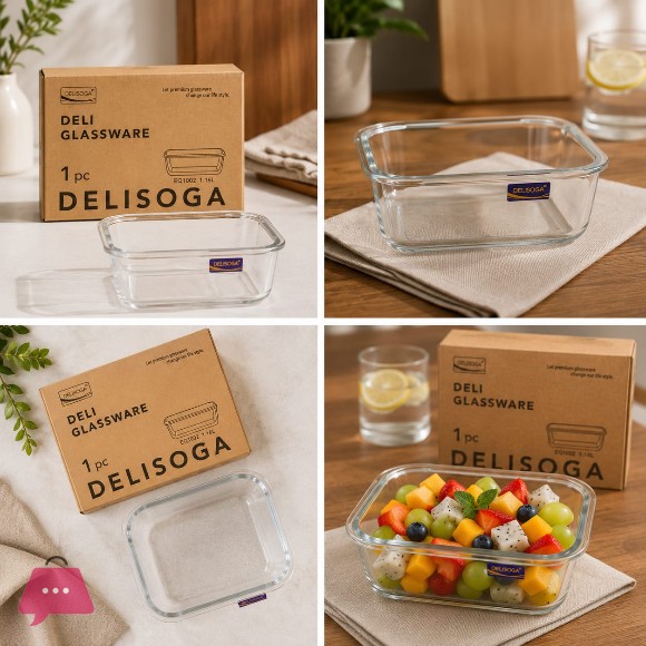 DELISOGA Glassware Rectangle Glass Dish 1.16L | EQ1002