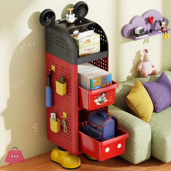 Disney Mickey Mouse School bag Storage Llockers Freestanding Bokshelves and Mmovable Trolley Shelves