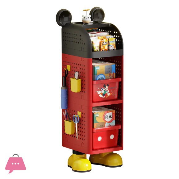 Disney Mickey Mouse School bag Storage Llockers Freestanding Bokshelves and Mmovable Trolley Shelves