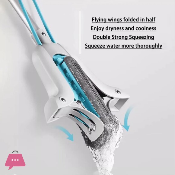 Double Squeeze Floor Sponge Mop – Hands-Free Lazy Cleaning Mop with Super Absorbent Sponge