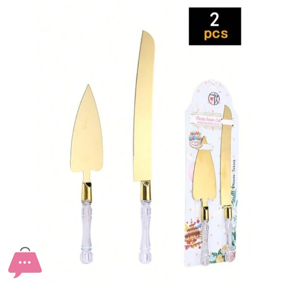 Elegant Cake Serving Set with a luxurious Silver & Gold handles