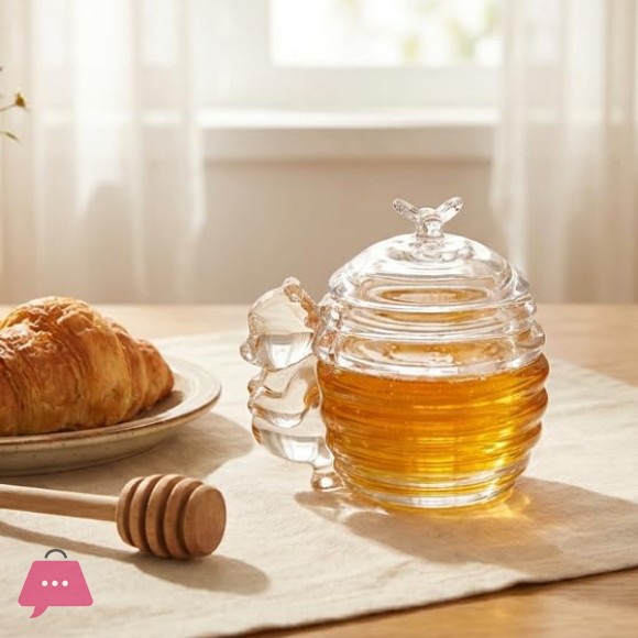 Glass Honey Jar with Bee & Bear Decoration Lid - 200ML