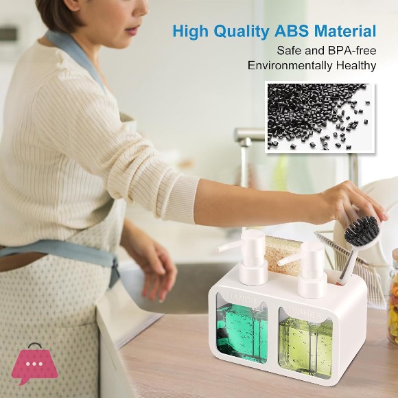 Kitchen Soap Dispenser Set, with Hand and Dish Soap, Sponge Caddy and Brush Holder 4-in-1