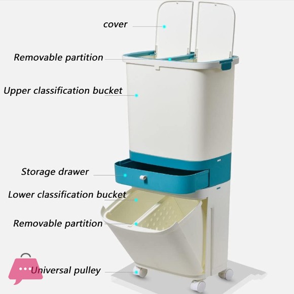 Kitchen Trash Can Household Double Layer Garbage Truck Storage Box with Lid