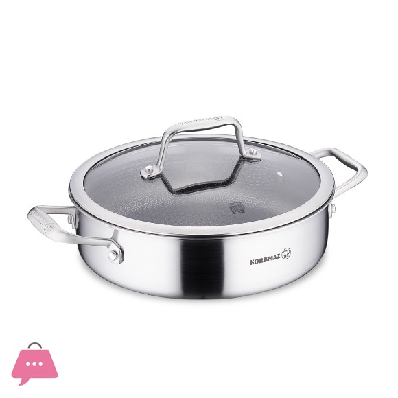Korkmaz Honeycomb Laser Coated Altima 28x8 cm Short Pot Low Casserole A3875 - Turkey Made