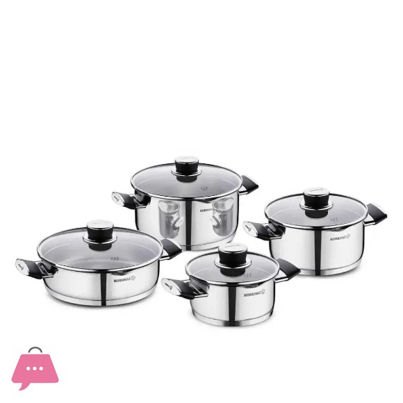 Korkmaz Pera 8 Piece Cookware Set 18/10 Stainless Steel Waterless Cook Induction Safe