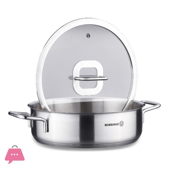 Korkmaz Stainless Steel Stella Pot Low Casserole 24x7CM A2928 - Turkey Made