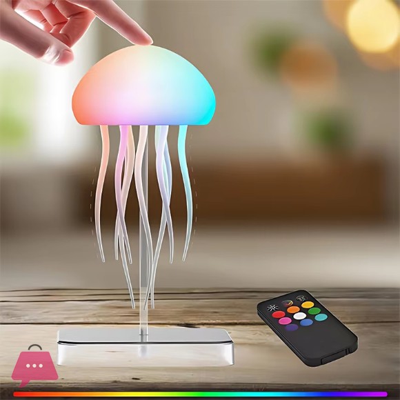 LED Cute Jellyfish Night Light with Dancing Leg RGB Gradient Lamp Rechargeable Bedside Lamps with Touch Sensor