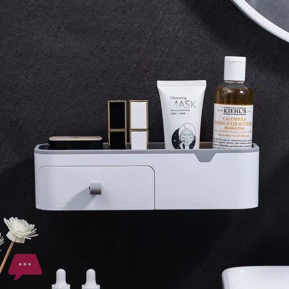 Luxury Wall-Mounted Cosmetic Organizer Shelf with Drawer Modern Bathroom & Vanity Storage
