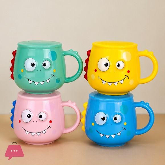 Monster Ceramic Mug Set with Lid and Spoon