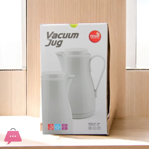 Regal Vacuum Jug 1.0 Liters – Thermal Flask with Glass Liner – Keeps Drinks Hot for 12 Hours & Cold for 24 Hours – Elegant Floral Design – Model REK