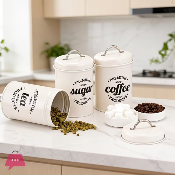 Retro Design Food Storage Container Set with Sealed Lid 3pcs