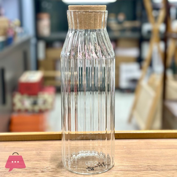 Ribbed Glass Jars with Cork Lid – 1ltr