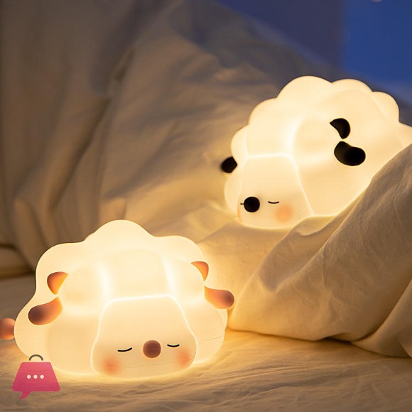 Cute Silicone Light Sheep Night Lamp for Kids Mini USB Rechargeable Sleep Tapping Light