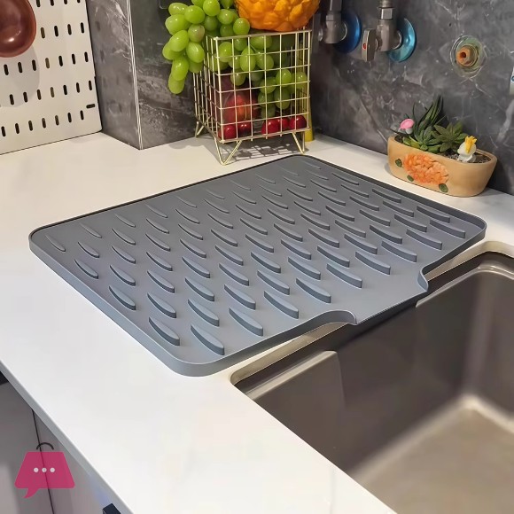 Silicone Sink Drain Mat Kitchen Dish Drain Drying Mat - Large