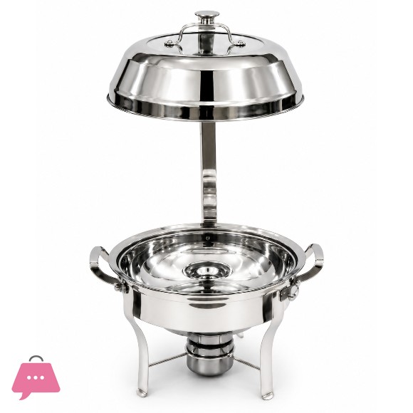 Stainless Steel Round Chafing Dish Hinged-Lid Buffet Warmer