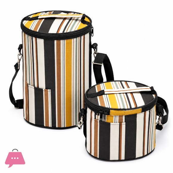 Striped Zipper Lunch Box Insulation Bag