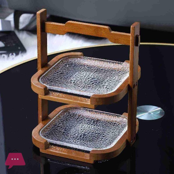 2 & 3 Tier Glass Dessert Holder with Wooden Base