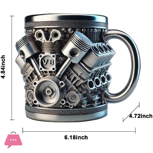 V8 Engine Design Retro Coffee Mug Stainless Steel Mug