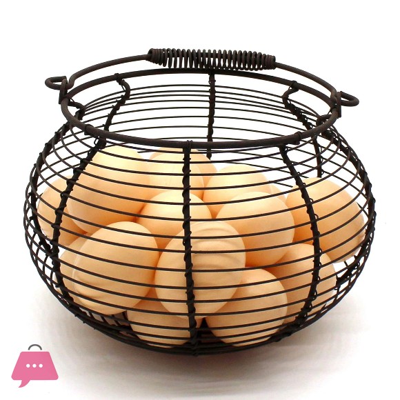 Wire Egg Basket with swimming Handle Vintage Basket