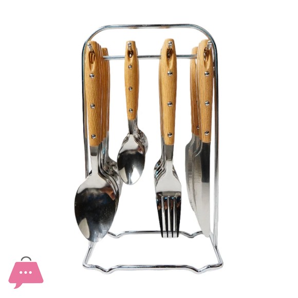 WOODEN CUTLERY SET 24PC