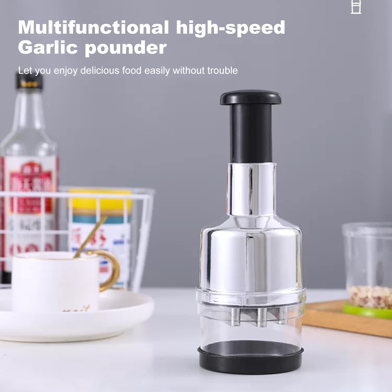 Manual Garlic Chopper Garlic Crusher Pressing Handheld Food Chopper Slicer Vegetable Cooking Crusher