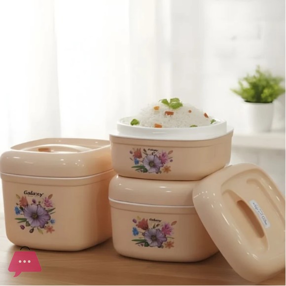 3 Pcs Galaxy Food Carrier Hot Pot Set - 3 PIECE ROTI HOT POT