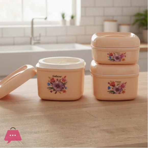 3 Pcs Galaxy Food Carrier Hot Pot Set - 3 PIECE ROTI HOT POT