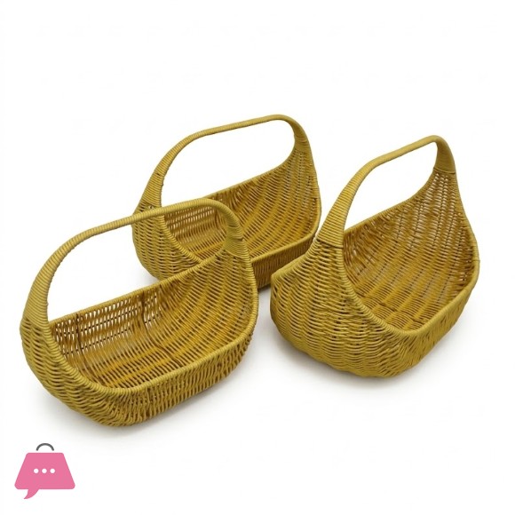 3-Piece Woven Rattan Basket - 1235-16