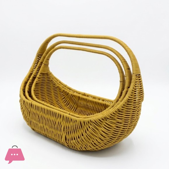 3-Piece Woven Rattan Basket - 1235-16
